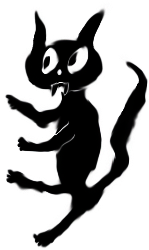 scared black cat doodle